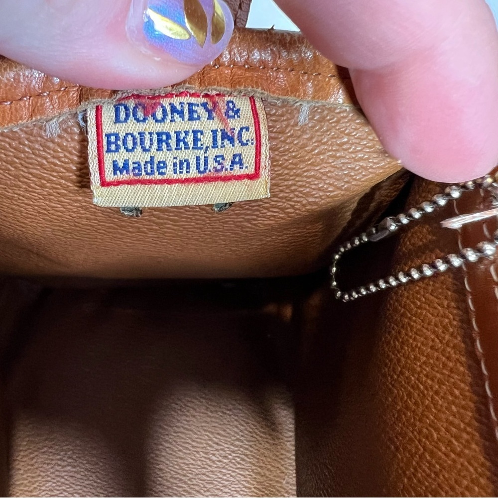 Vintage 90s Dooney & Burke double handle pebbled leather hand painted satchel - Picture 10 of 17